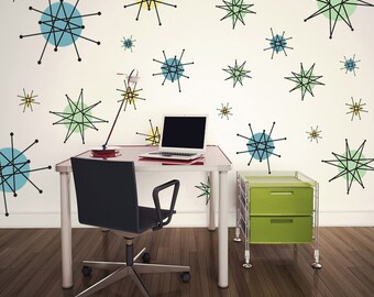 Atomic Starburst 50s Style Wall Decals Sheet Large #47461