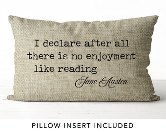 Jane Austen Pillow Literary gifts Pride and Prejudice bookish gifts librarian gifts literary gifts burlap pillow book lover pillow bookworm