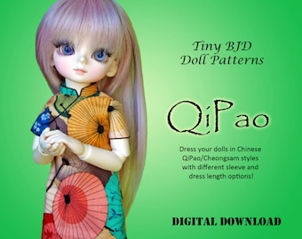 QiPao Cheongsam Chinese dress clothes pattern for 27cm Tiny BJD: YoSD Little Fee Honey Delf & similar sized dolls