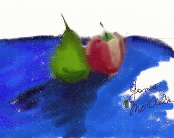 Apple and Pear impressionist digital art