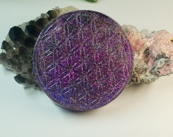 4" Sacred Geometry Flower of Life Orgone Energy Charging Plate for Heart Chakra Healing & Activation