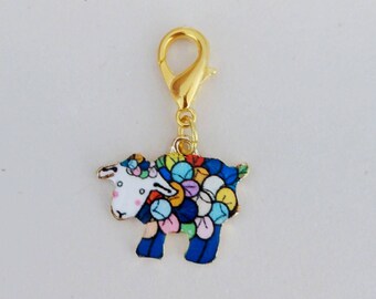 Yarndale style sheep stitch marker/progress keeper. With gold tone 14mm lobster claw clasp. Hand made by Kathryn of Crafternoon Treats