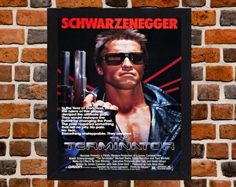 Framed The Terminator Arnold Schwarzenegger Movie / Film Poster A3 Size Mounted In Black Or White Frame