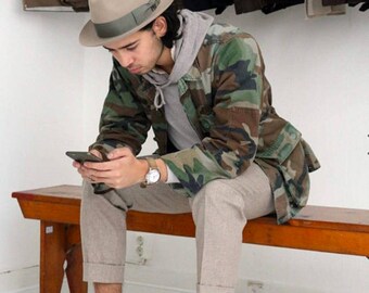 Camo Jacket Vintage Army Jacket Military Issued Button Down Shirt Jacket ALL SIZES