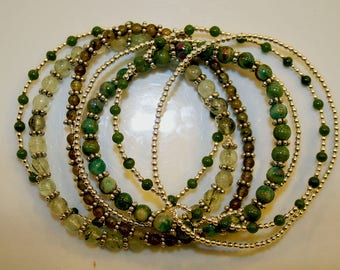 Boho Beaded 7 Strand Bangle Bracelet