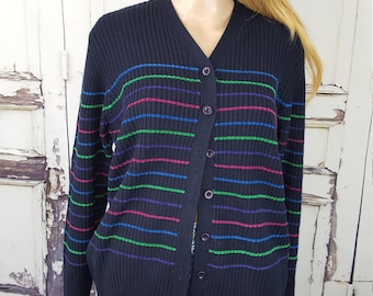 Vintage Pendleton Cardigan Oversized Cardigan Blue Sweater Button up Sweater Women's size L Large