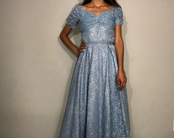 1940s periwinkle lace dress