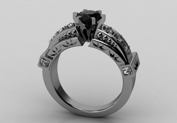 14k White Gold Classic Bridal Beautiful Ring for Women With