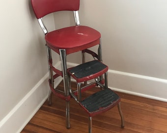 Cosco Shabby Chic Kitchen Stool,Red, Kitchen Chair, Step Stool
