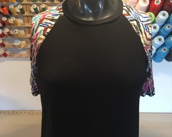 Black with Magneta Royal Blue Painted Lines