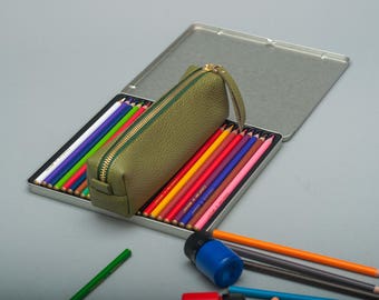 Leather pencil pouch pencil case zipper pouch back to school make up bag cosmetic bag zipper pencil case zipper pencil pouch pencil holder