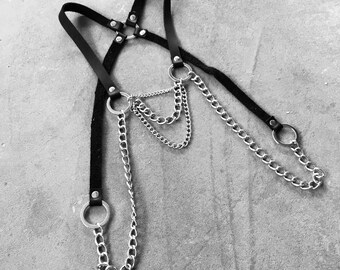 Womens regalo, accessorio BDSM, regalo per lei, feticcio gioielli, regalo fidanzata, imbracatura corpo gioielli, accessorio gotico, in pelle