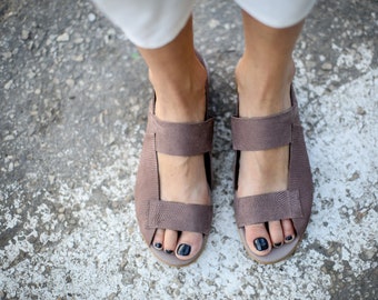 SALE, Brown Strappy Sandals, Brown Sandals, Leather Sandals, Slingbacks, Summer Shoes, Brown Summer Flats, Huaraches Sandals, Rocco