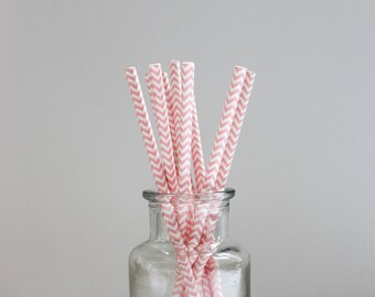 Paper Straws / Pink Straws / Pink Party Straws / Chevron Straws / Pink Chevron Straws / Party Straws