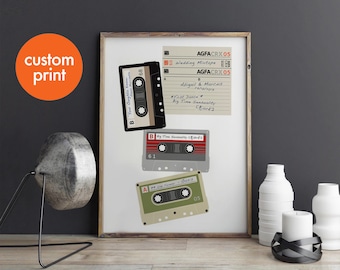 Personalised couple mixtapes print // wedding playlist // retro cassette // first dance // custom love songs // gift for him her birthday
