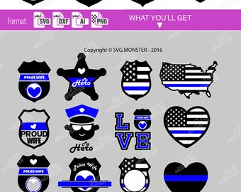 Download Police Badge SVG Blue Lives Matter Thin Blue Line Police