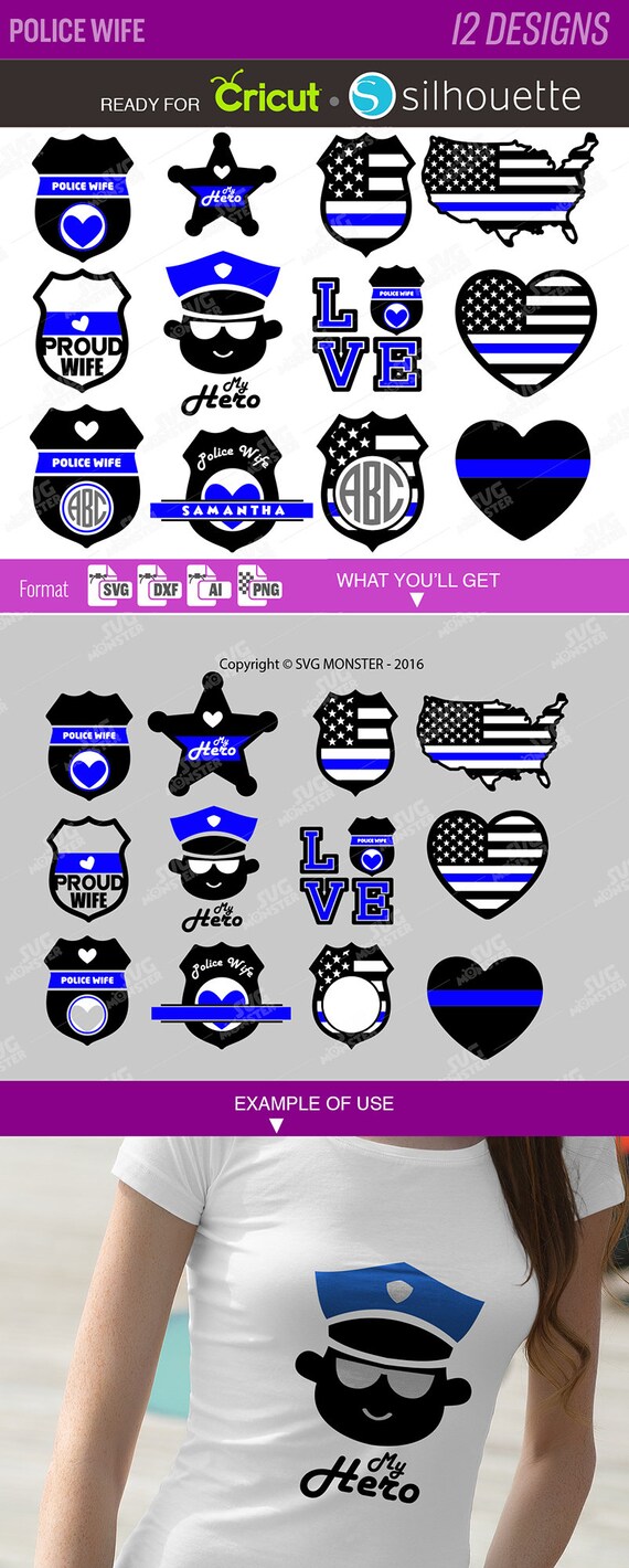 Download Police Wife SVG Thin Blue Line svg Police badge svg Police