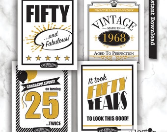 50 Poster, 50th party sign, 50th birthday printable, 1968 sign