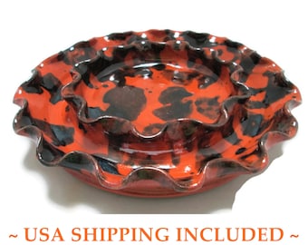Wisconsin Pottery Co. Redware Flowerpot Saucer Manganese Splotches