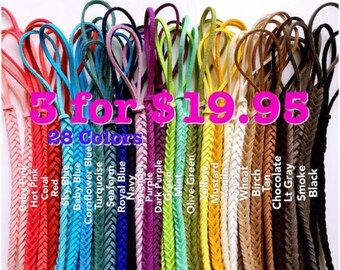 3 for 19.95!! 10" Long Leather Braided Pacifier Clip, Boho Braided Leather ~ Soother Clip, Binky Clip, Dummy Clip, Universal Pacifier Clip