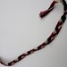 Friendship bracelet style anklet - geometric triangle pattern - red, black, white - Vintage handmade