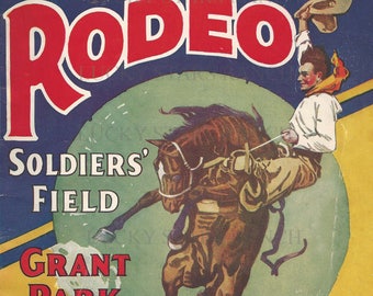 Chicago 1926 Rodeo Cowboy Cowgirl Rodeo 18x24 Vintage Print