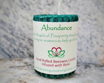 Abundance candle, beeswax candle, Energy candle, intention candle, Prosperity candle, eco friendly candle, unscented candle, votive candle
