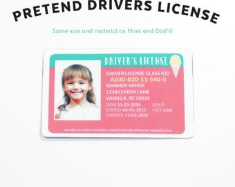 Pretend Drivers License Kids Pretend License Kids ID Kid