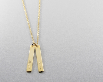Personalized Name Bar Necklace | Mothers Day Gift | Vertical Bar | Gift for Her & Friends | Graduation Gift | Roman Numeral | Coordinate