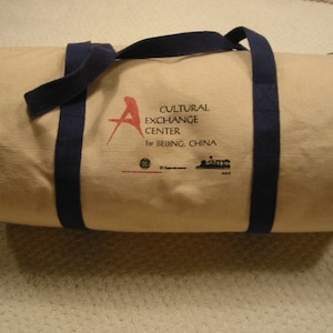 vintage heavy canvas roll bag . . . . gently used . . . Cultural Exchange Center for Beijing, China