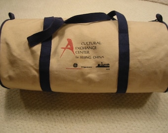 vintage heavy canvas roll bag . . . . gently used . . . Cultural Exchange Center for Beijing, China