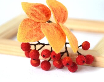 Mothers Day Gift Idea Rowan Jewelry Berries Brooch Woodland Pin Fall Forest Brooch Gift for Grandma Gift for Nature Lovers Red Berries Pin