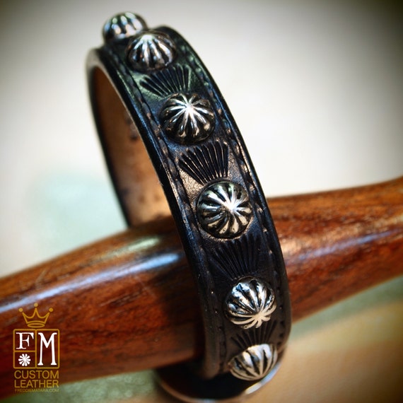 Leather bracelet cuff Black Lean and Sexy Cowboy western style made for YOU in Brooklyn New York!