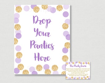 Purple & Gold Bridal Shower Panty Game / Glitter Bridal Shower / Glitter Dot / Confetti / Purple Bridal Shower / INSTANT DOWNLOAD B113
