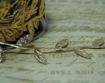 metallic gold Trailing Vine of Leaves Ribbon Trim