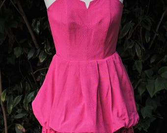 Puffy pink dress with polka dots 1980 - size: 36