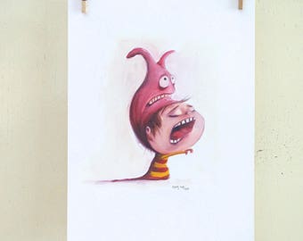 original illustration "Hat 06" (oil on paper painting)
