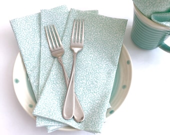 Cloth Napkins - Luncheon Napkins - Scroll Print Napkins - Spring Napkins - Cloth Dinner Napkins - Baby Shower Napkins - Easter Napkins