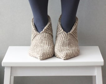 Wool Slippers, Hand Knitted Clogs, Zero waste Slipper socks, Slippers for women, Gift for men