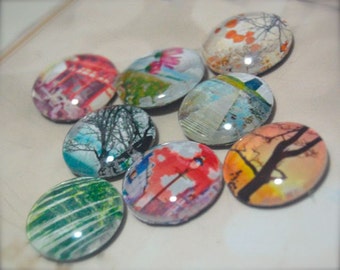 Beautiful Travel Places Art Fridge Magnets, Nature Photos, Pretty Refrigerator Magnets, Flower, Remote Scenery, Tree, Forest, Sunset, Temple