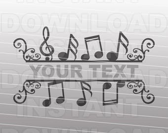 Music Notes Split SVG File Cutting Template - Clip Art for Commercial and Personal Use- vector art file for Cricut,SCAL,Cameo,Sizzix,Pazzles