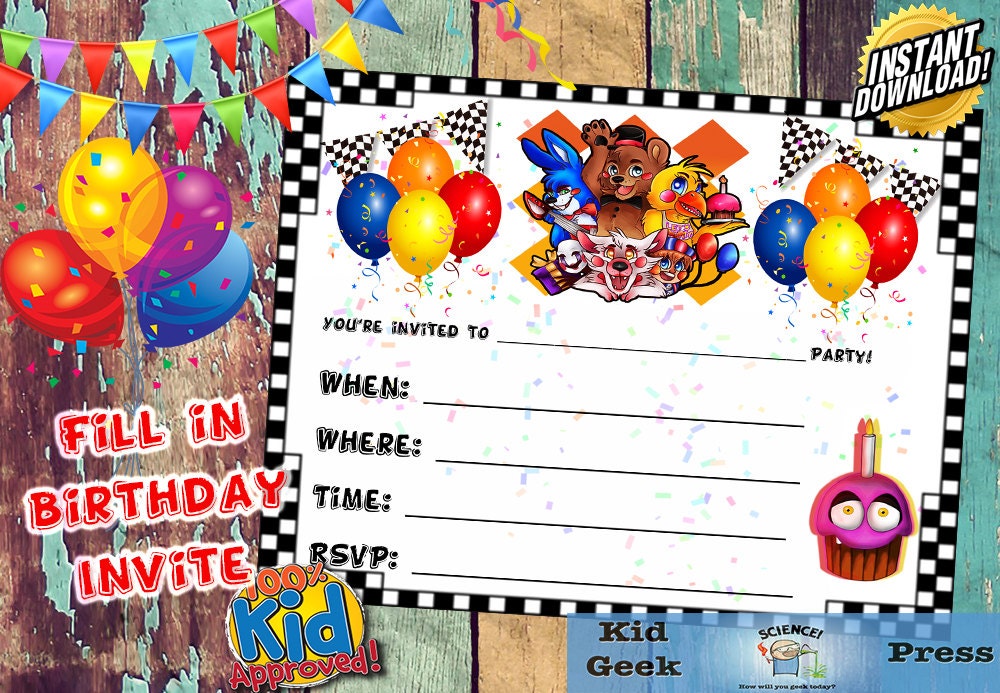 Five Nights At Freddy's FNAF Birthday Invitation 7