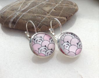 Dangle earrings Kawaii Cat : Cat Pattern Maneki Neko, Lucky Cat, Japanese Paper, Fantasy, Masking Tape