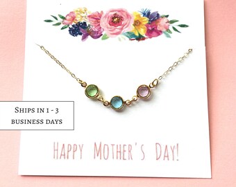 Mother's Day Gift, Birthstone Necklace for Mom, Personalized Mothers Gift, Family Tree Necklace, Grandma Necklace,