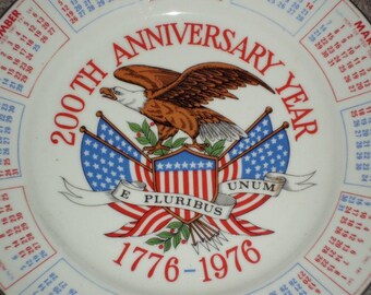 Vintage 70s Colonial American Calendar Plate