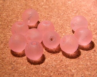 20 beads-frosted - glass effect frosted 10 mm - pale salmon - PE163