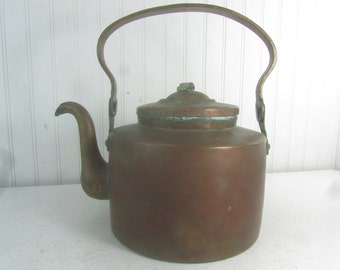 COPPER KETTLE, Antique Copper Teapot, Coffee Pot, Tea Pot, antique teapot, Brass knob