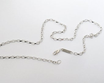 Solid silver necklace chain 18"/46cm with lobster clasp - 3.2mm diamond cut belcher chain - low tarnish high purity Argentium 960 silver