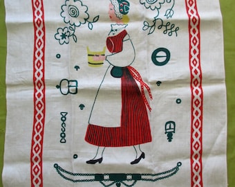 70s new, unused vintage Tampella linen dish towel - made in Finland