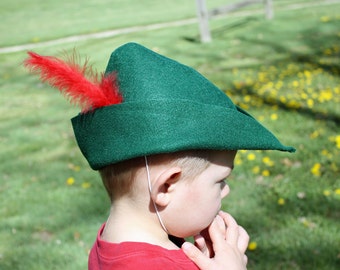 Peter Pan Hat Cap Kelly Green Felt Prince Charming Robin Hood